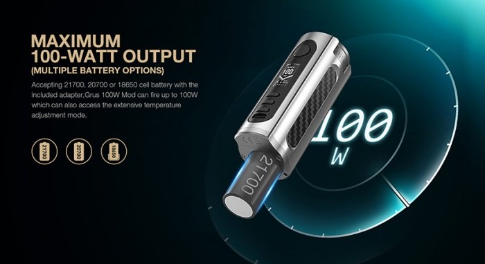 Lost Vape Grus 100W Grip Easy Kit Silver Carbon Fiber
