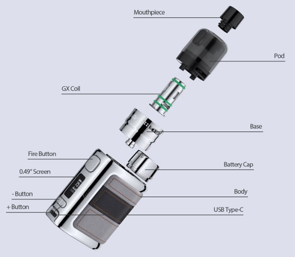 iSmoka-Eleaf iStick Pico LE Box 75W grip Full Kit Black Grey 